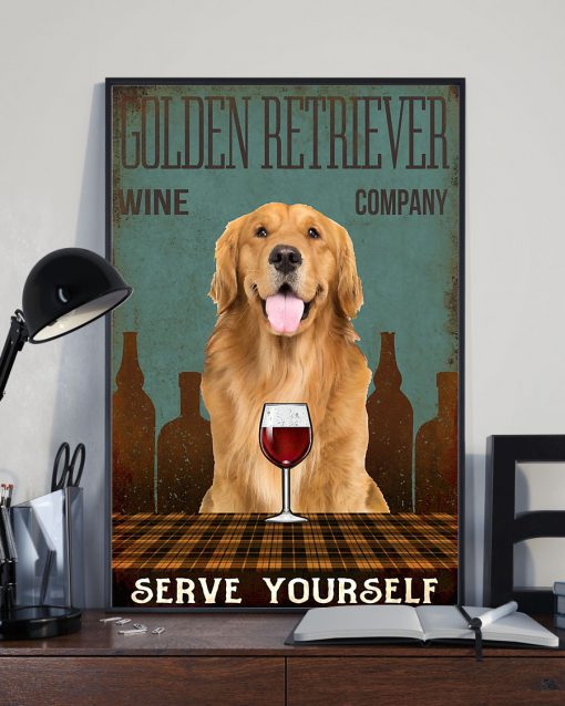 vintage dog golden retriever wine company serve yourself poster 3
