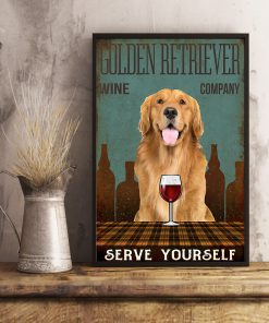 vintage dog golden retriever wine company serve yourself poster 5