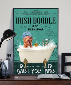 vintage dog irish doodle bath soap wash your paws poster 4