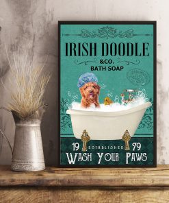 vintage dog irish doodle bath soap wash your paws poster 5