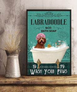 vintage dog labradoodle bath soap wash your paws poster 5