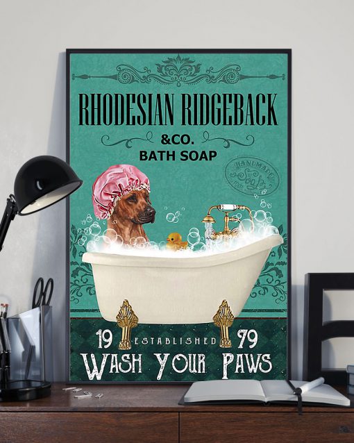 vintage dog rhodesian ridgeback bath soap wash your paws poster 3