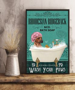 vintage dog rhodesian ridgeback bath soap wash your paws poster 5