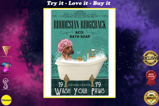 vintage dog rhodesian ridgeback bath soap wash your paws poster