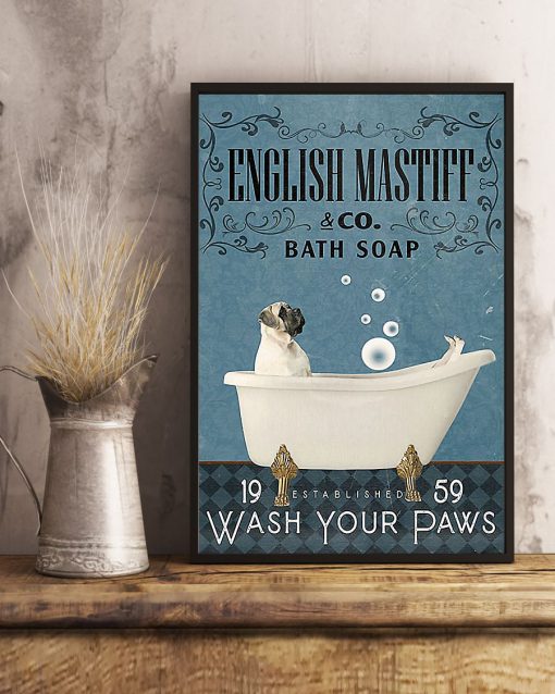 vintage english mastiff bath soap wash your paws poster 5
