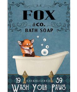 vintage fox bath soap wash your paws poster 2