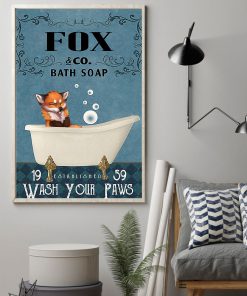 vintage fox bath soap wash your paws poster 3