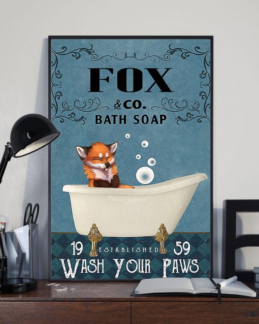 vintage fox bath soap wash your paws poster 4
