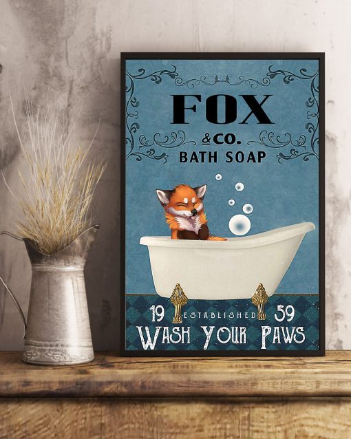 vintage fox bath soap wash your paws poster 5