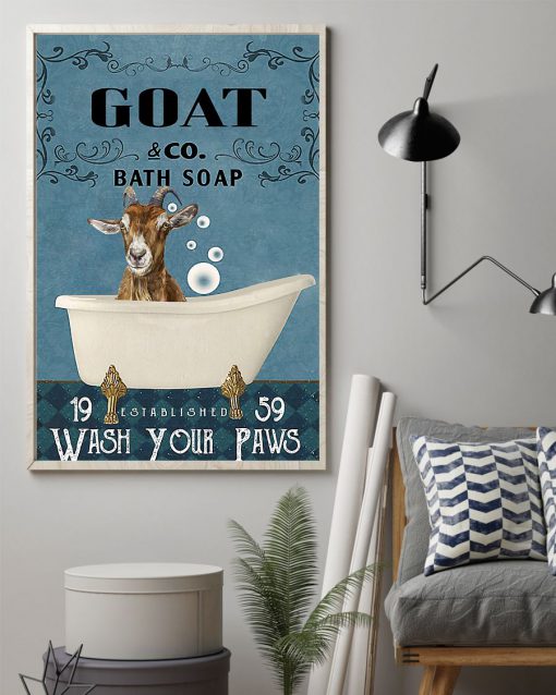 vintage goat bath soap wash your paws poster 2