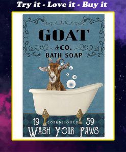 vintage goat bath soap wash your paws poster