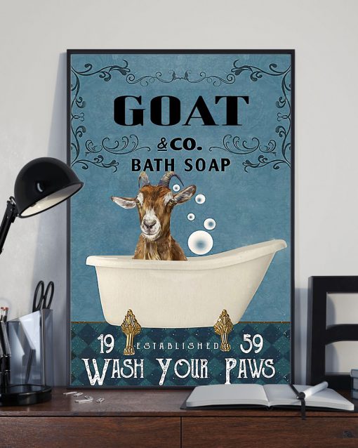 vintage goat bath soap wash your paws poster 3