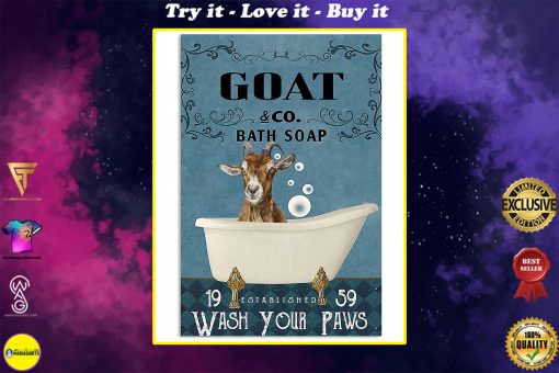 vintage goat bath soap wash your paws poster