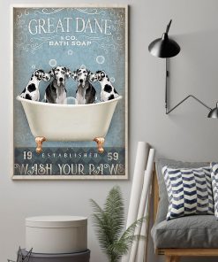 vintage great dane bath soap wash your paws poster 2
