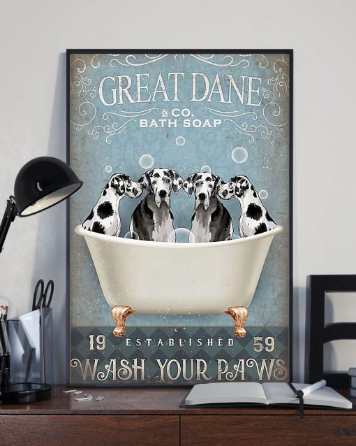vintage great dane bath soap wash your paws poster 3