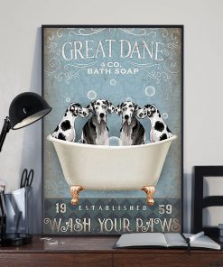 vintage great dane bath soap wash your paws poster 4