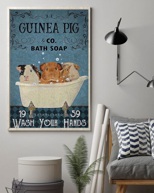 vintage guinea pig bath soap wash your paws poster 2