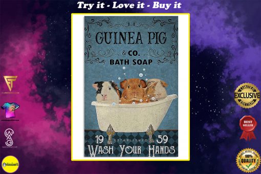 vintage guinea pig bath soap wash your paws poster