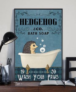 vintage hedgehog bath soap wash your paws poster 4
