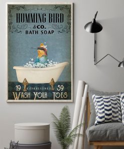 vintage hummingbird bath soap wash your paws poster 2