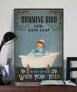 vintage hummingbird bath soap wash your paws poster 3