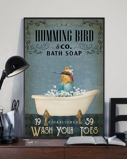 vintage hummingbird bath soap wash your paws poster 3