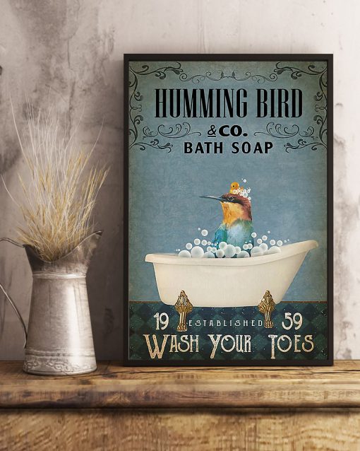 vintage hummingbird bath soap wash your paws poster 5