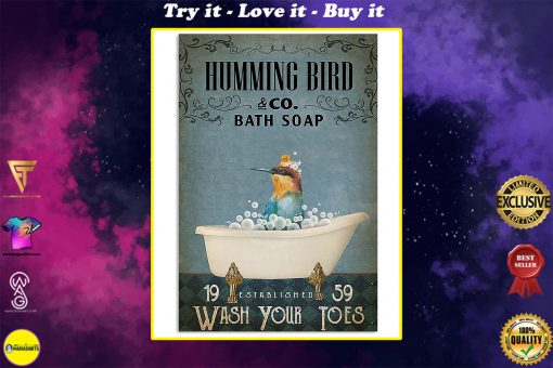 vintage hummingbird bath soap wash your paws poster