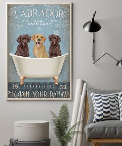 vintage labrador dog bath soap wash your paws poster 2