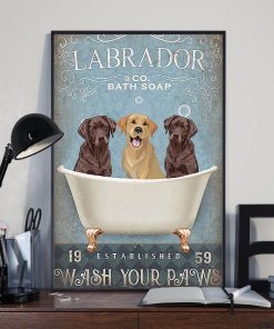 vintage labrador dog bath soap wash your paws poster 3