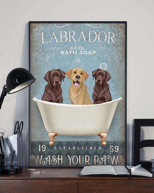 vintage labrador dog bath soap wash your paws poster 3