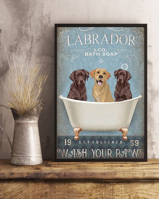 vintage labrador dog bath soap wash your paws poster 5