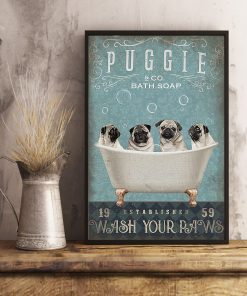 vintage pug dog bath soap wash your paws poster 5