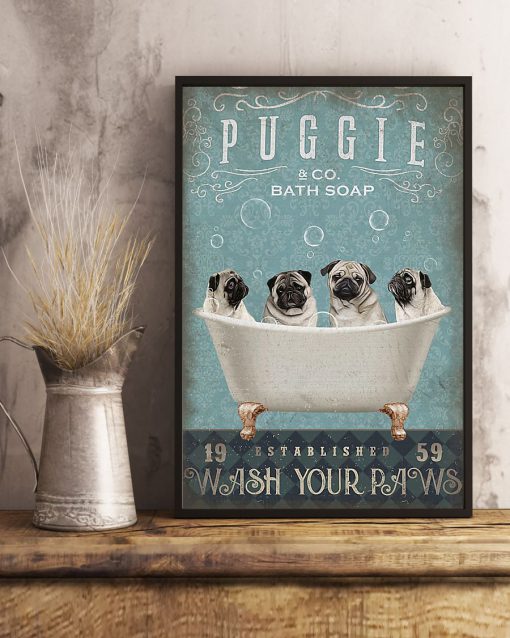 vintage pug dog bath soap wash your paws poster 5