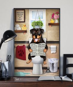 vintage rottweiler dog sitting on toilet great ideas poster 3
