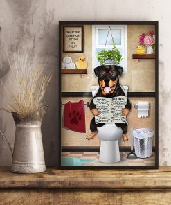 vintage rottweiler dog sitting on toilet great ideas poster 5