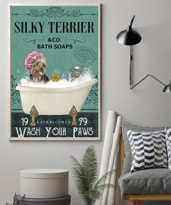 vintage silky terrier dog bath soap wash your paws poster 2