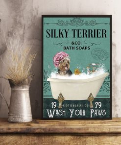 vintage silky terrier dog bath soap wash your paws poster 5