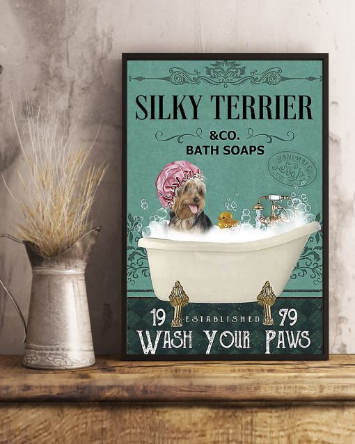 vintage silky terrier dog bath soap wash your paws poster 5