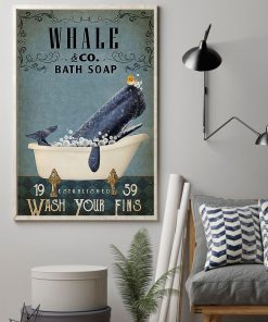 vintage whale bath soap wash your paws poster 2
