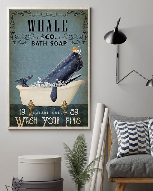 vintage whale bath soap wash your paws poster 2