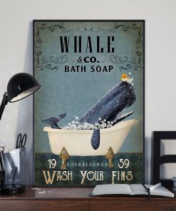 vintage whale bath soap wash your paws poster 4