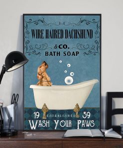 vintage wire haired dachshund dog bath soap wash your paws poster 3