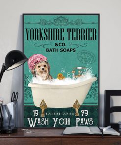 vintage yorkshire terrier dog bath soap wash your paws poster 3