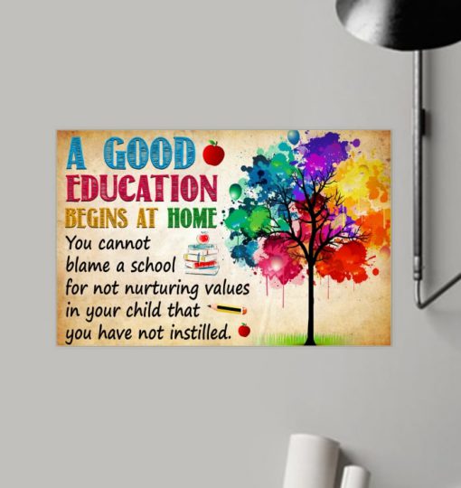 watercolor a good education begins at home poster 4