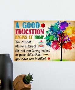 watercolor a good education begins at home poster 5