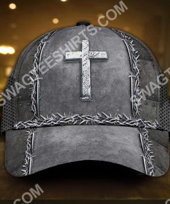 Jesus is my savior silver metal all over printed classic cap 2(1)