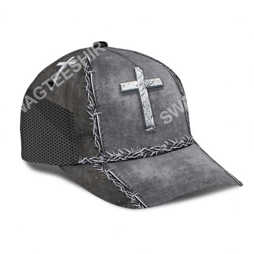 Jesus is my savior silver metal all over printed classic cap 3(1)