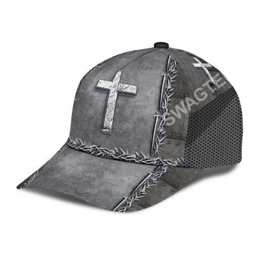 Jesus is my savior silver metal all over printed classic cap 4(1)