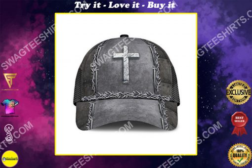 Jesus is my savior silver metal all over printed classic cap